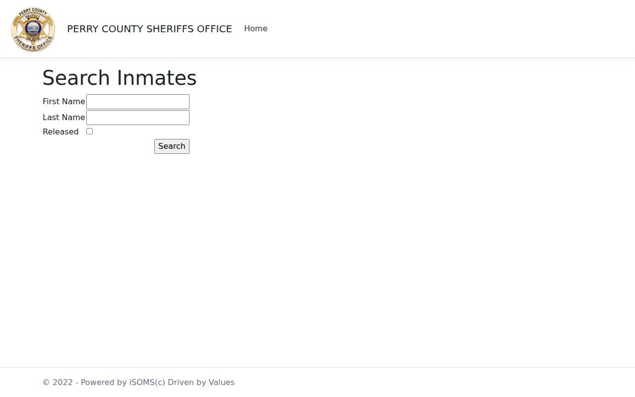 Perry County warrant search distinction from the separate jail booking form