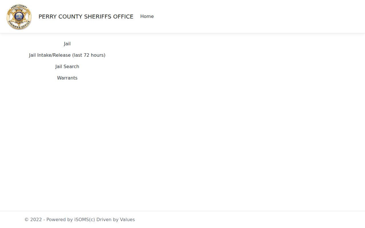 Perry County warrant search portal entry from the Sheriff’s Office