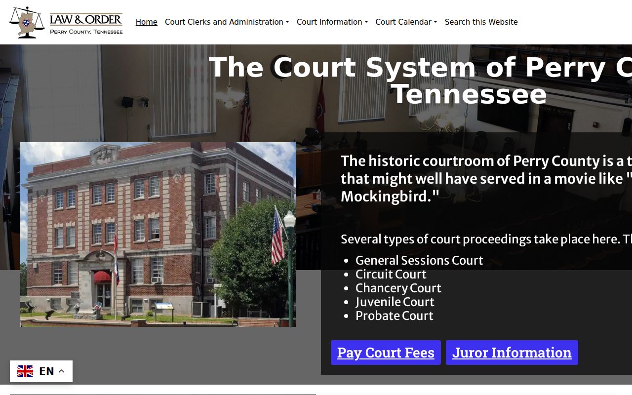 Perry County warrant records portal entry through the official county courts site